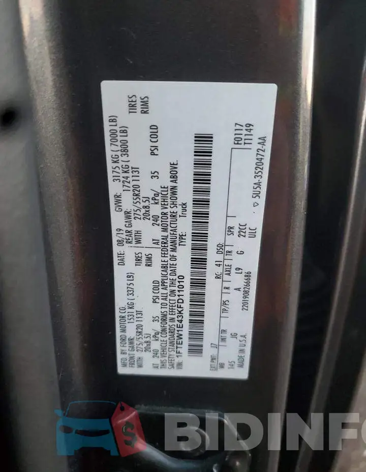 1FTEW1E43KFD11010 Photo# 12