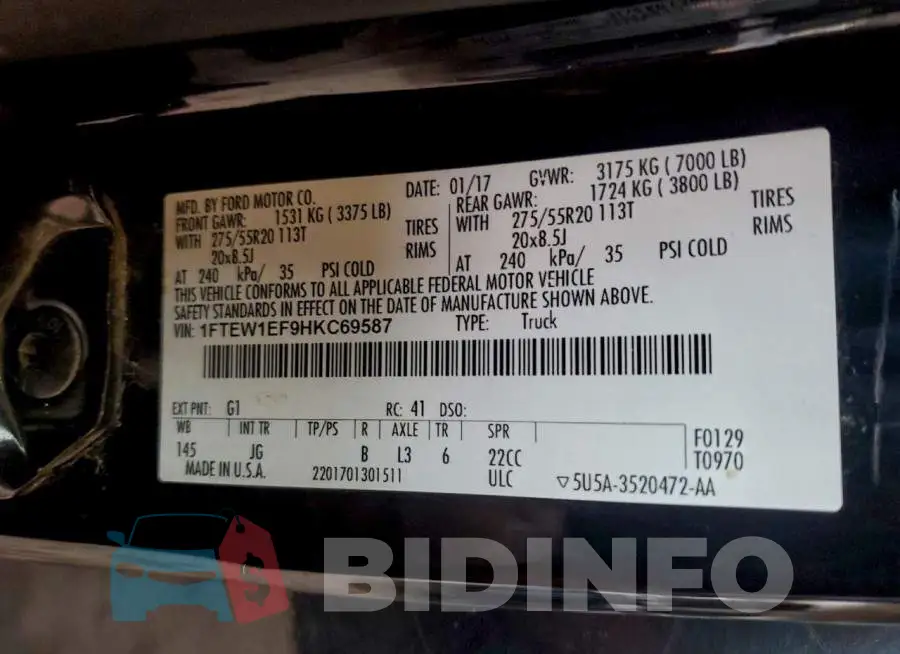 1FTEW1EF9HKC69587 Photo# 12