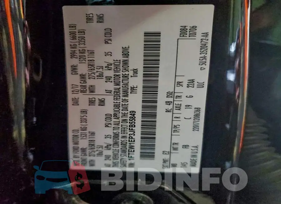 1FTEW1EP3JFB55849 Photo# 12