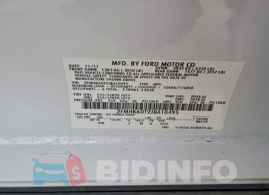 2FMHK6DT2JBA10495 Photo# 13