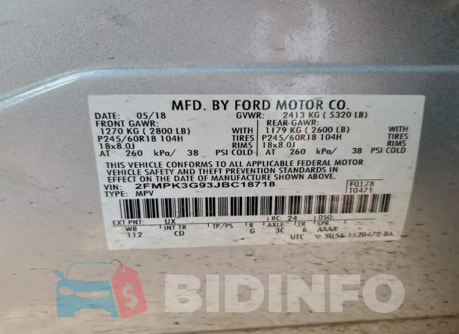 2FMPK3G93JBC18718 Photo# 13