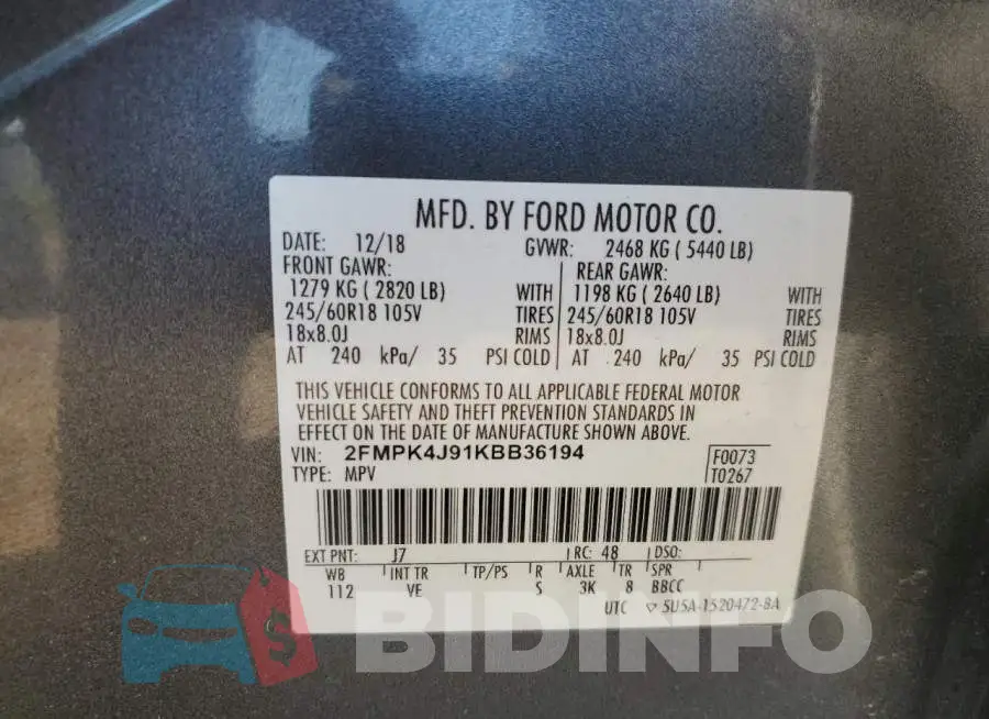 2FMPK4J91KBB36194 Photo# 14