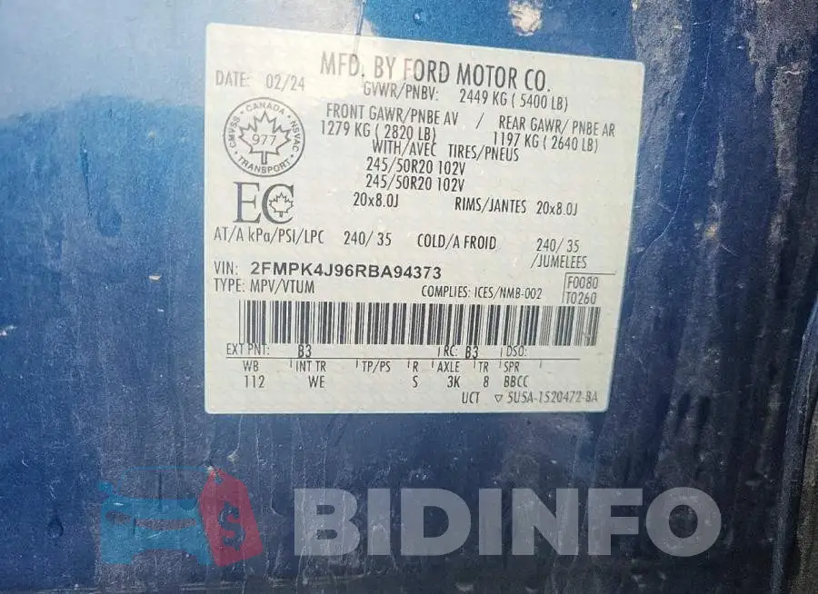 2FMPK4J96RBA94373 Photo# 13