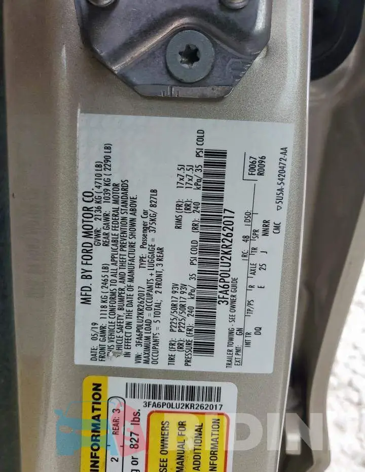 3FA6P0LU2KR262017 Photo# 12