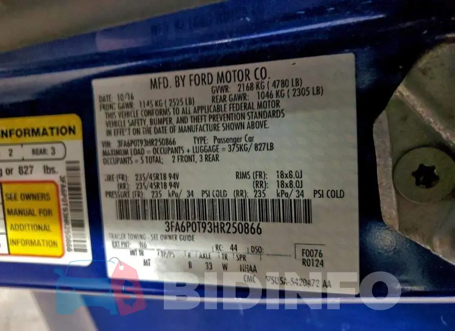 3FA6P0T93HR250866 Photo# 13