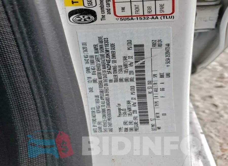 3FADP4EJ9KM118303 Photo# 12