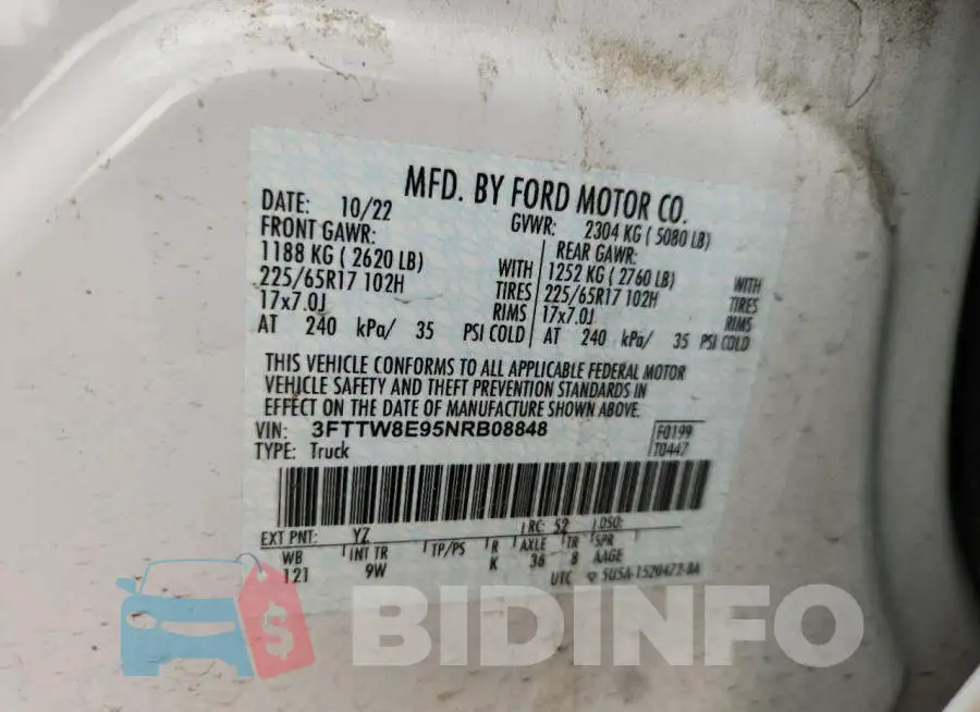 3FTTW8E95NRB08848 Photo# 12