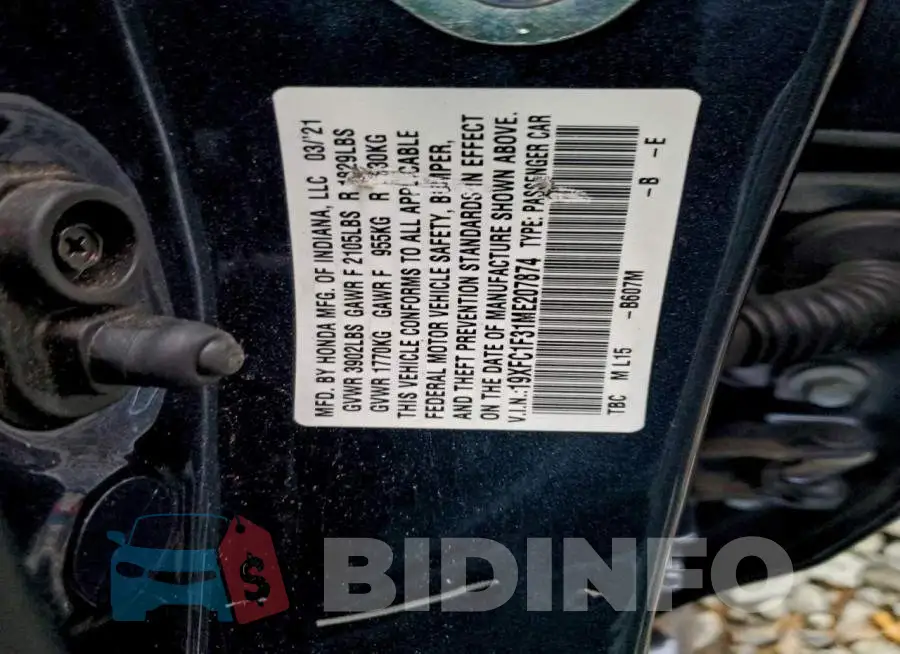 19XFC1F31ME207874 Photo# 12