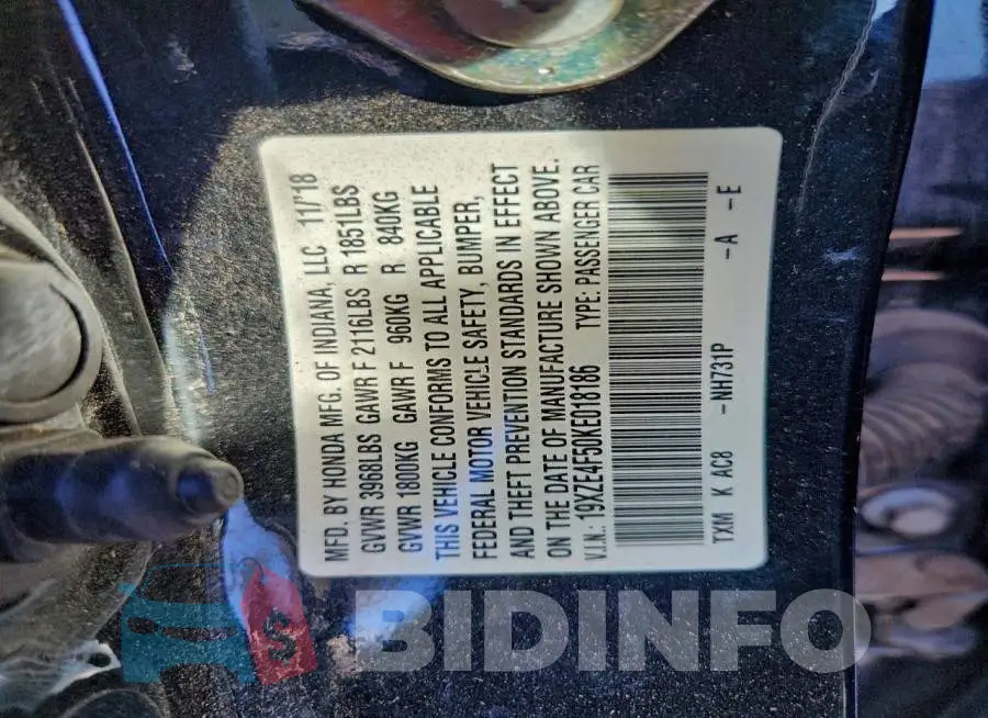 19XZE4F50KE018186 Photo# 12