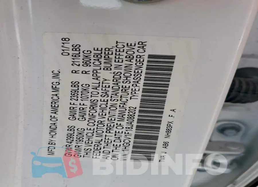 1HGCV1F18JA088202 Photo# 12