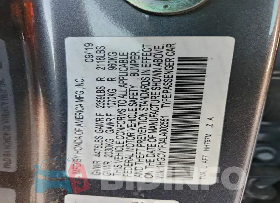 1HGCV1F34LA002551 Photo# 13