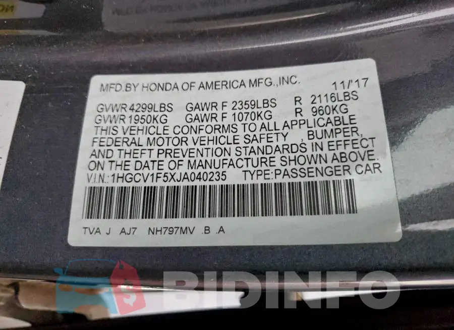 1HGCV1F5XJA040235 Photo# 12