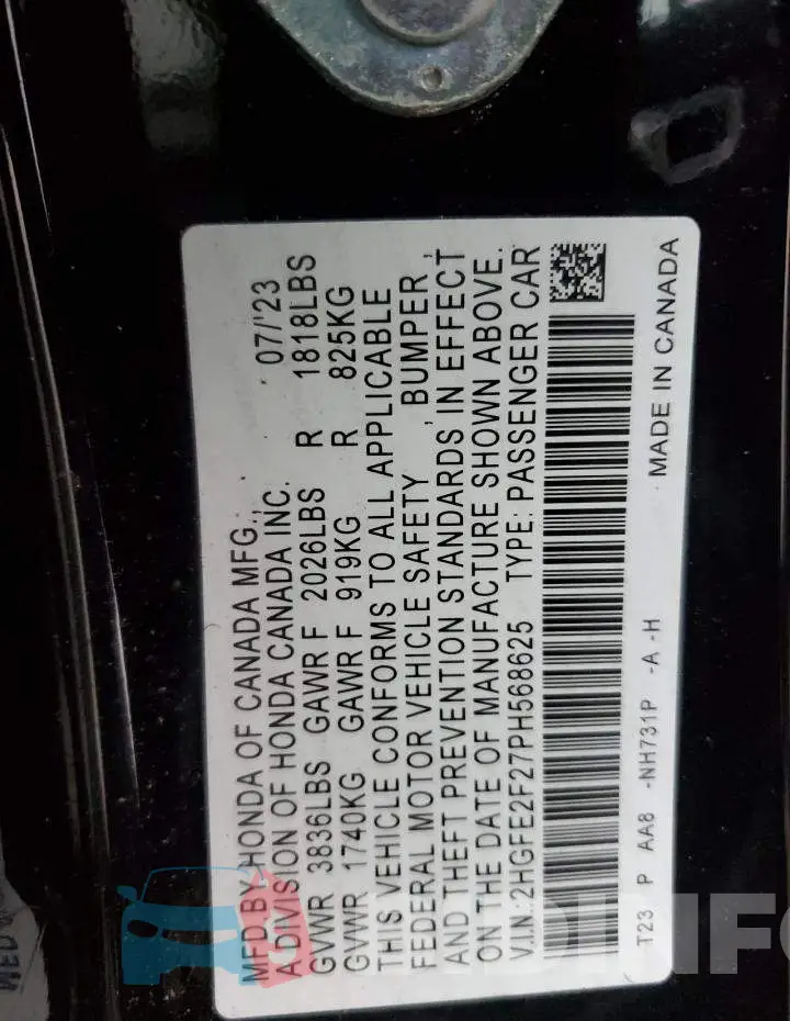 2HGFE2F27PH568625 Photo# 12