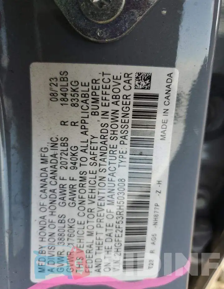 2HGFE2F53RH503008 Photo# 13