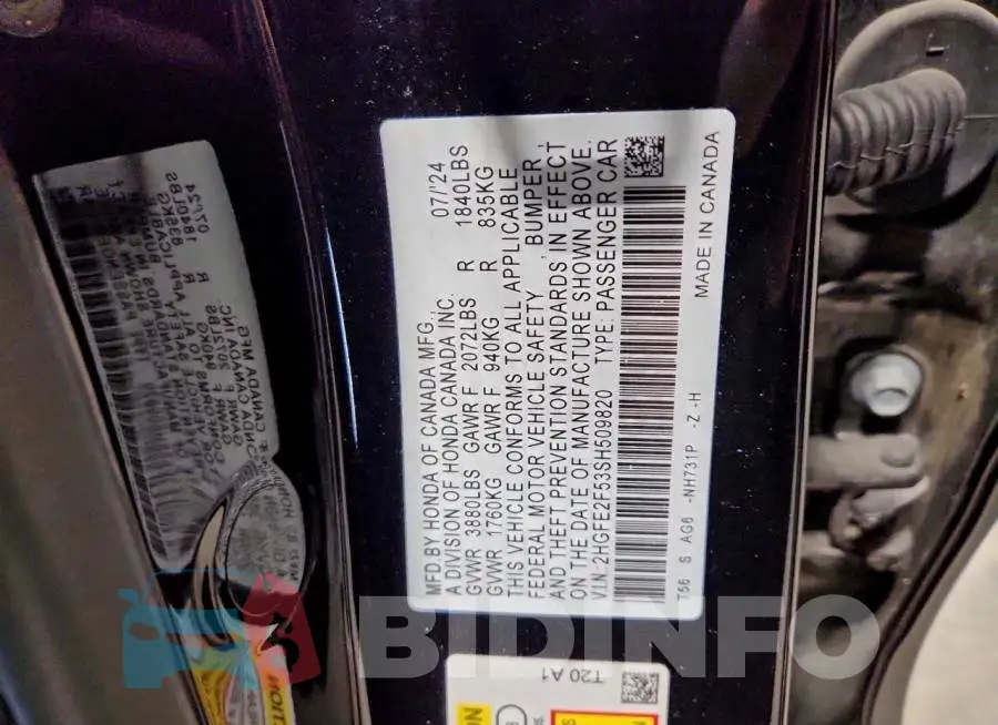 2HGFE2F53SH509820 Photo# 12