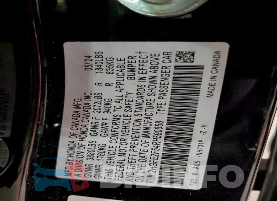 2HGFE2F54RH590658 Photo# 12