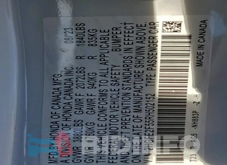 2HGFE2F55RH502152 Photo# 13