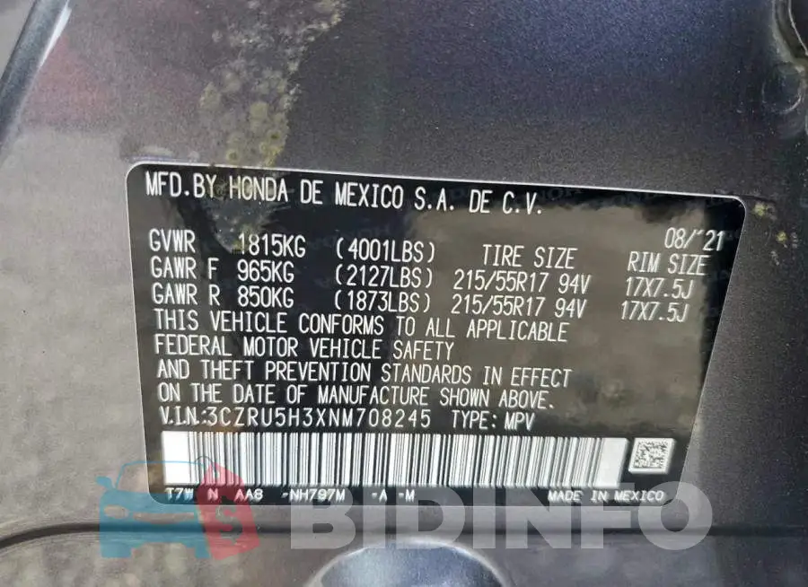 3CZRU5H3XNM708245 Photo# 14