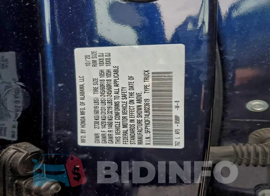 5FPYK3F74LB023619 Photo# 12