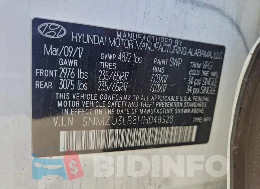 5NMZU3LB8HH048528 Photo# 12