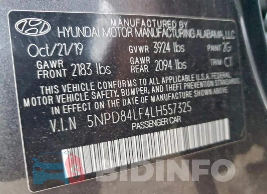 5NPD84LF4LH557325 Photo# 13