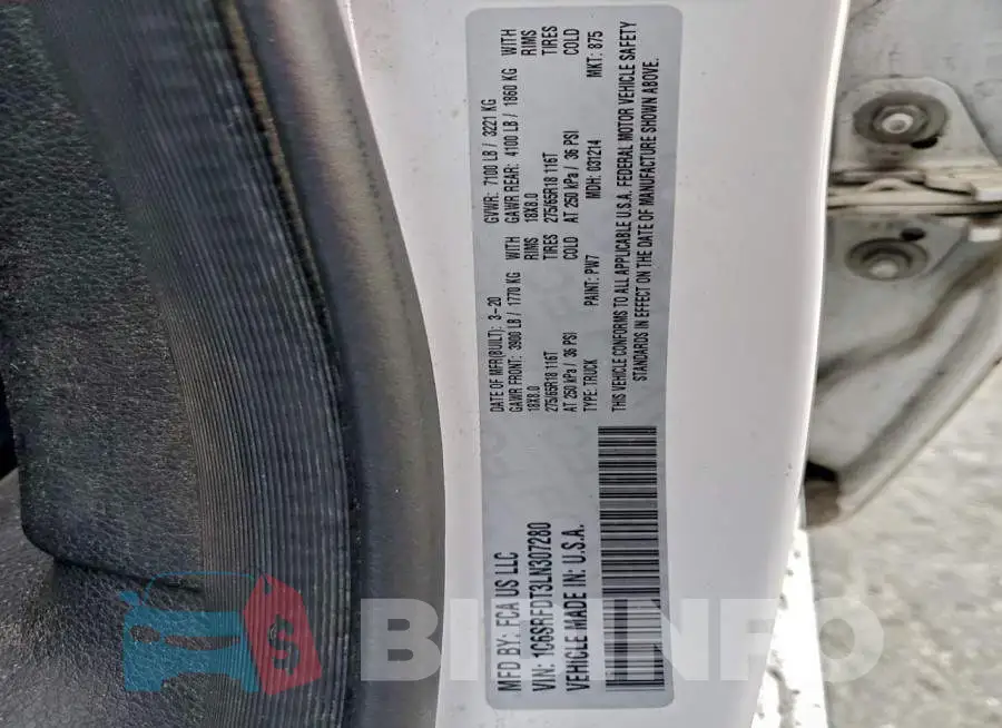1C6SRFDT3LN307280 Photo# 12