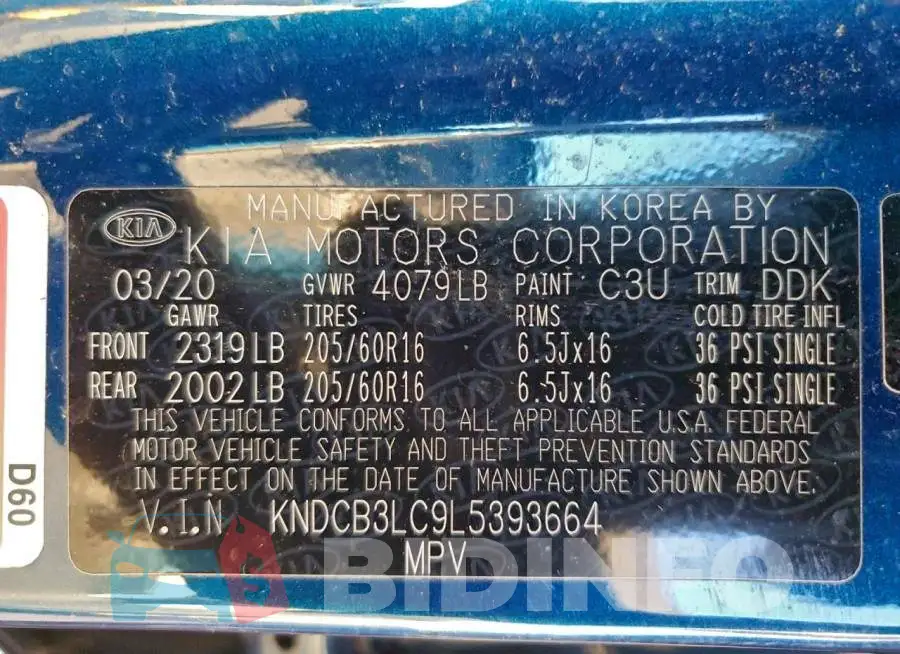 KNDCB3LC9L5393664 Photo# 14