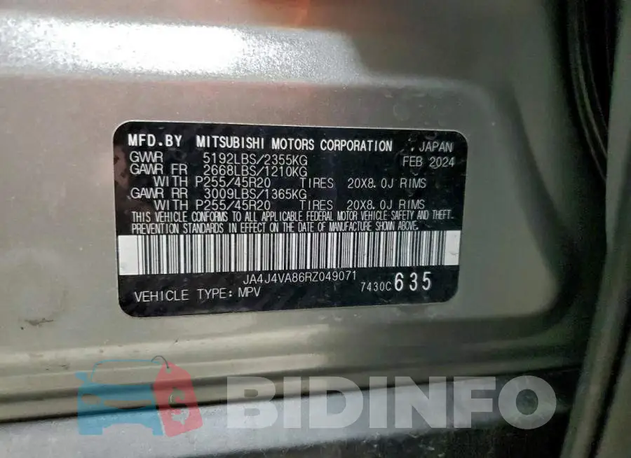 JA4J4VA86RZ049071 Photo# 13
