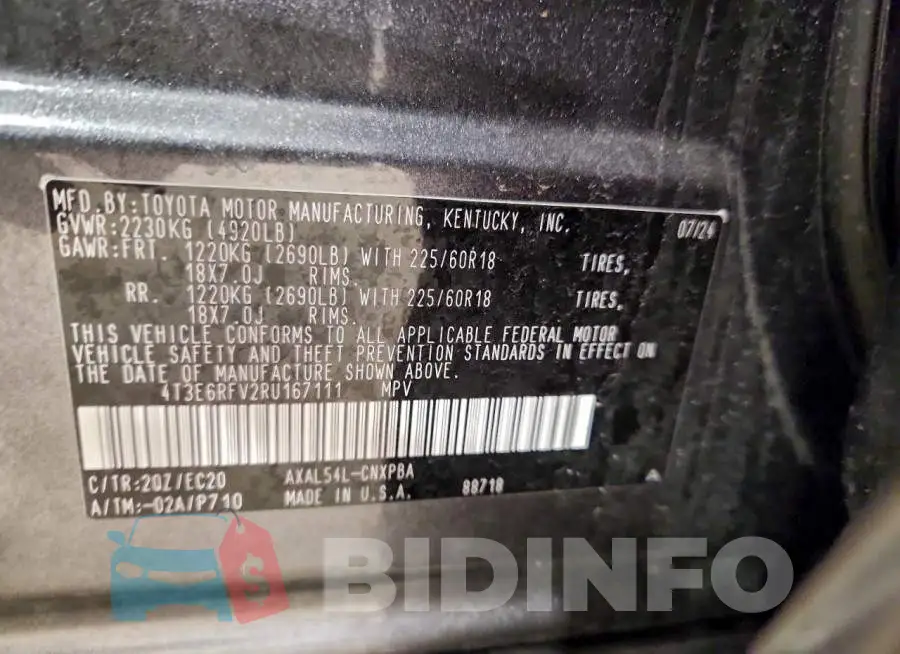 4T3E6RFV2RU167111 Photo# 13