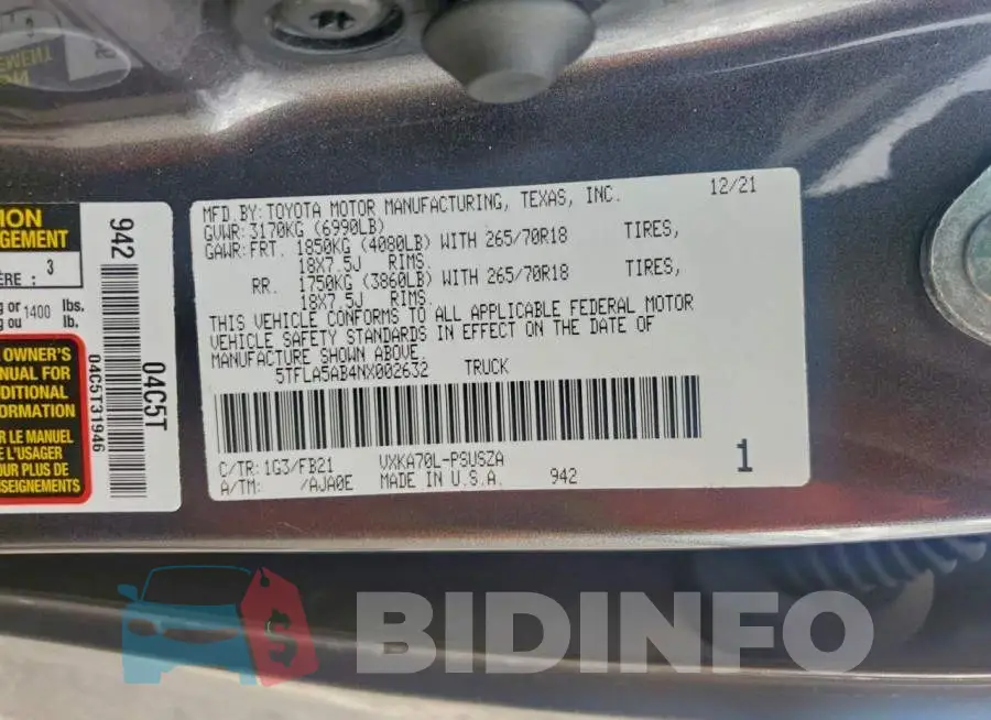 5TFLA5AB4NX002632 Photo# 12