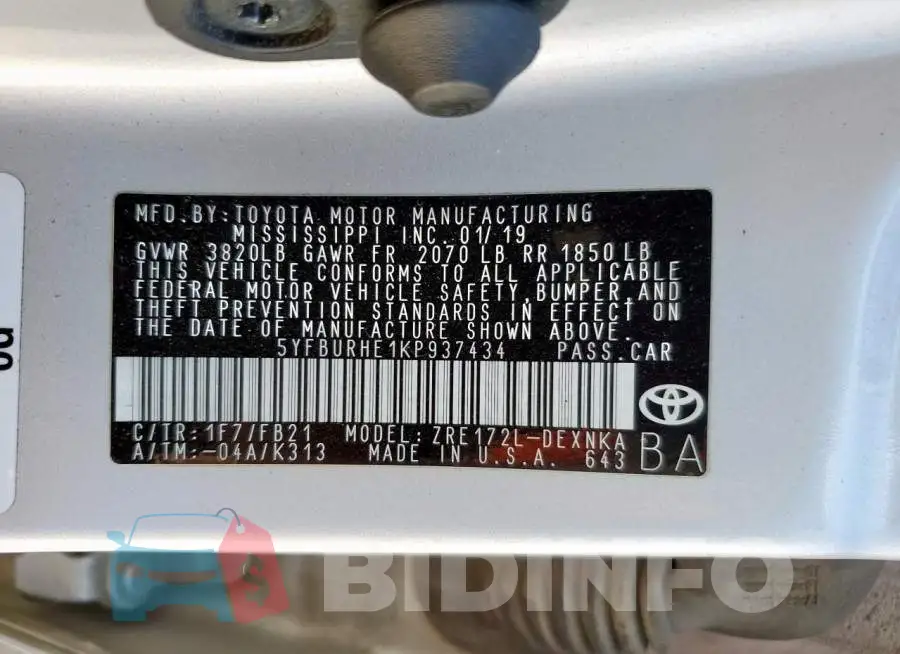 5YFBURHE1KP937434 Photo# 12