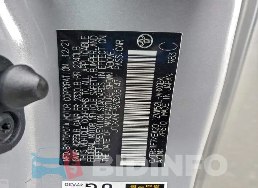JTDKAMFP6N3208147 Photo# 12