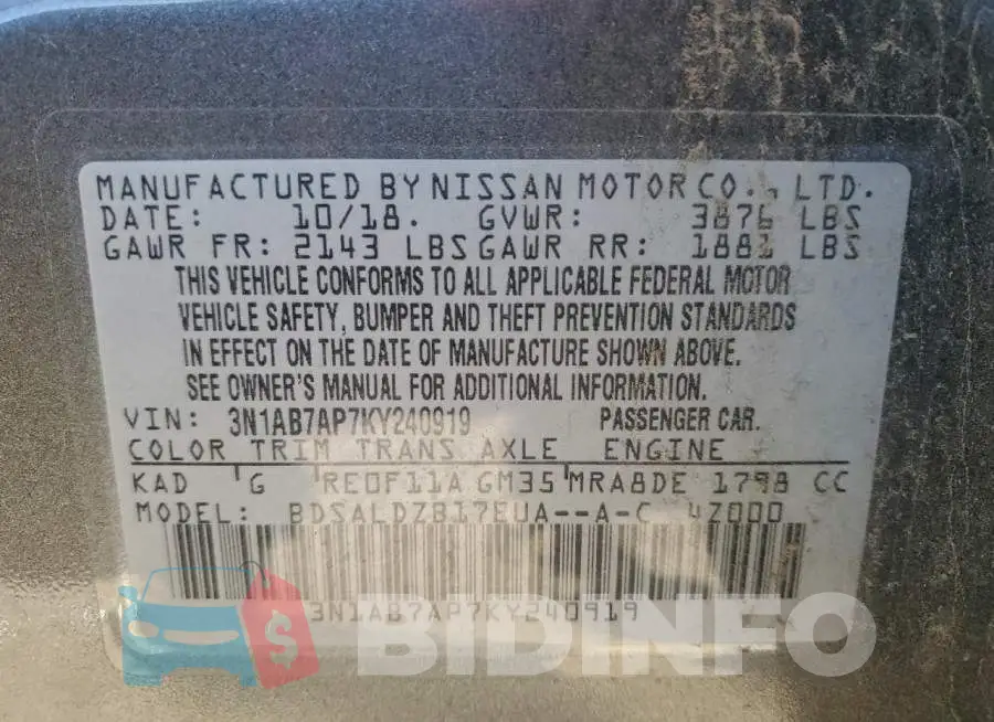 3N1AB7AP7KY240919 Photo# 12