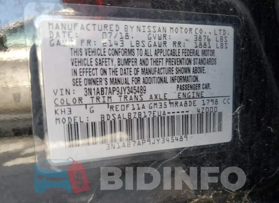 3N1AB7AP9JY345489 Photo# 12