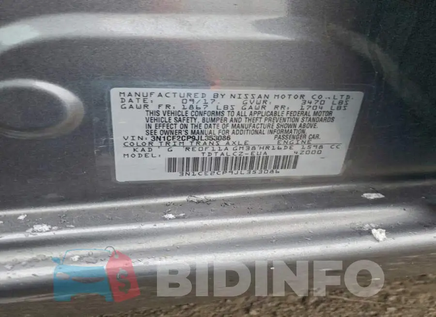 3N1CE2CP9JL353086 Photo# 13