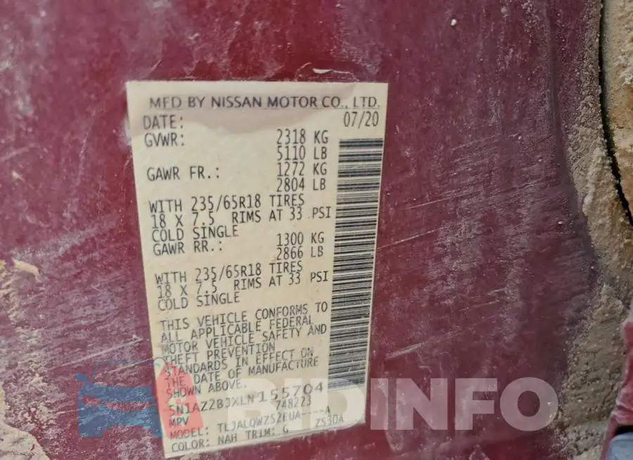 5N1AZ2BJXLN155704 Photo# 12
