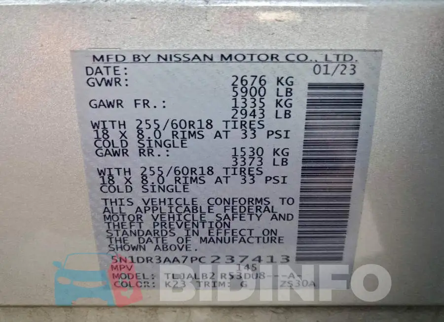 5N1DR3AA7PC237413 Photo# 13