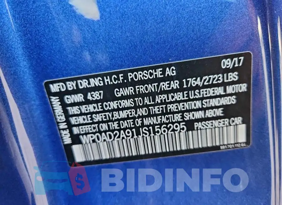 WP0AD2A91JS156295 Photo# 13