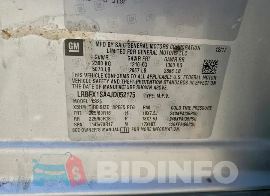 LRBFX1SA4JD052175 Photo# 13