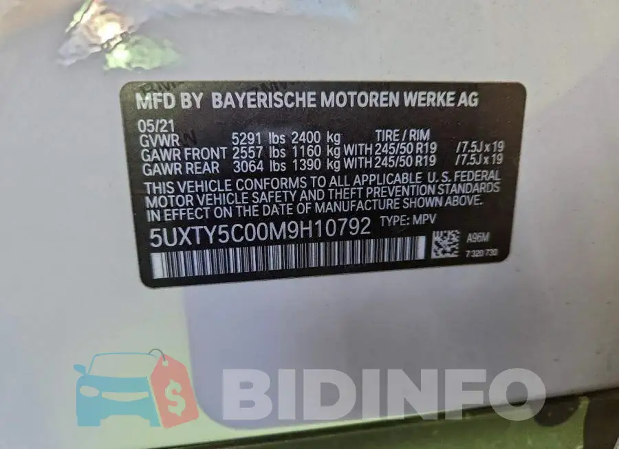 5UXTY5C00M9H10792 Photo# 14