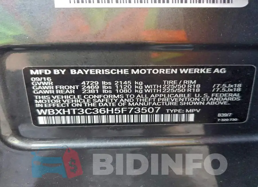 WBXHT3C36H5F73507 Photo# 13