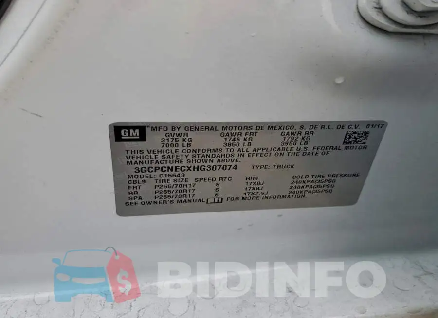 3GCPCNECXHG307074 Photo# 12
