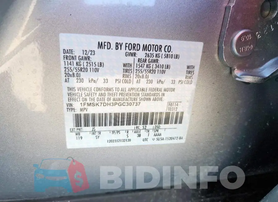 1FMSK7DH3PGC30737 Photo# 14