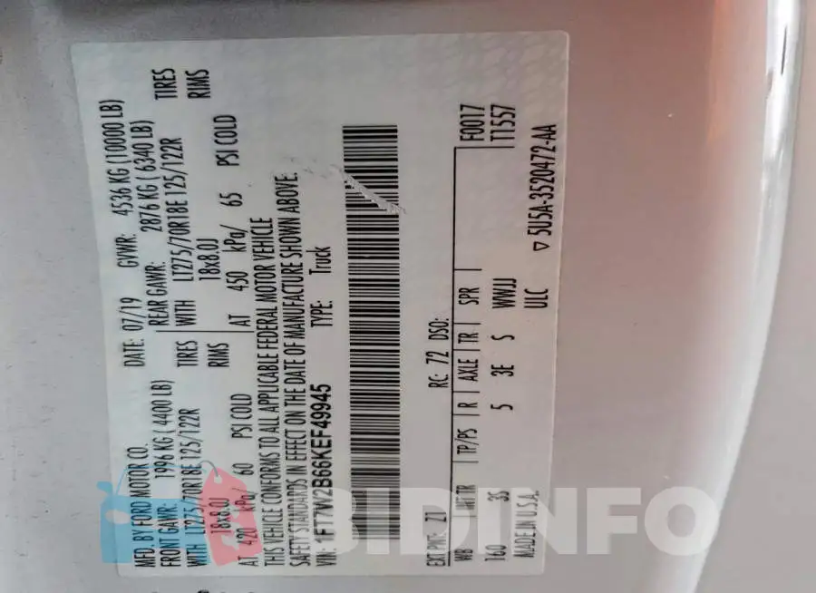 1FT7W2B66KEF49945 Photo# 12