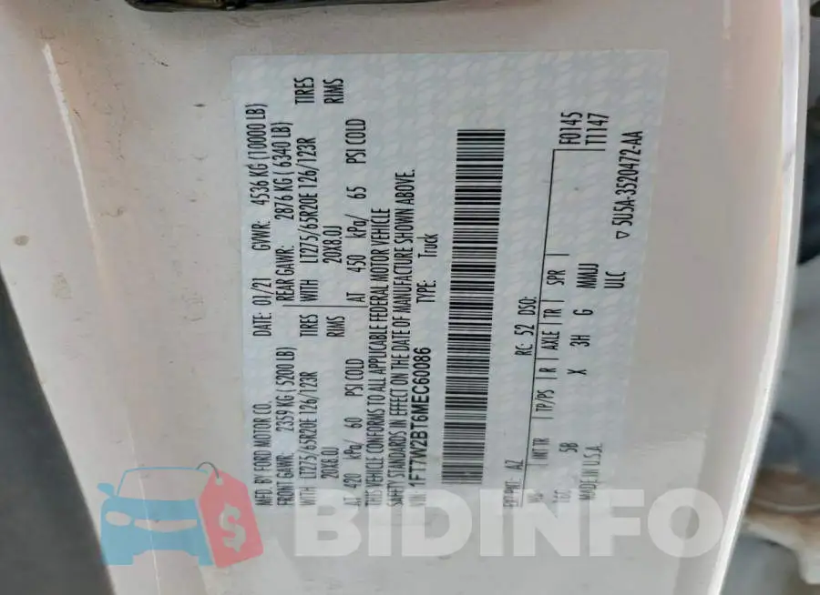 1FT7W2BT6MEC60086 Photo# 12
