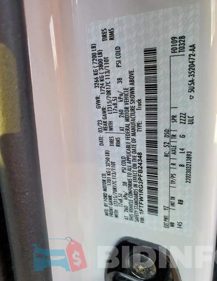 1FTFW1RG3PFB24348 Photo# 12
