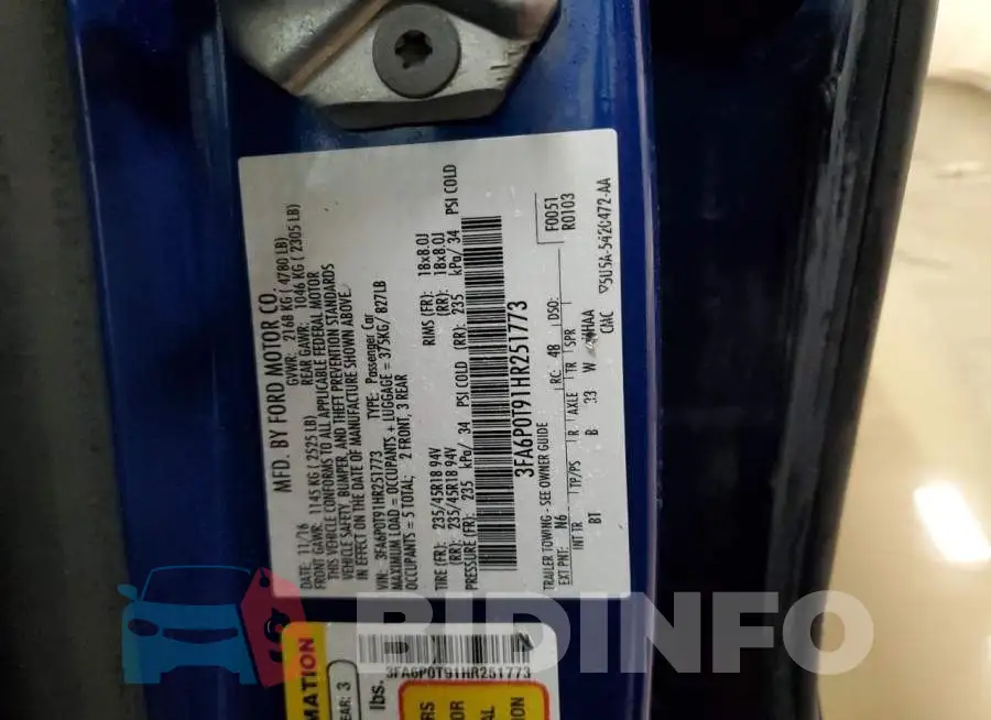 3FA6P0T91HR251773 Photo# 12