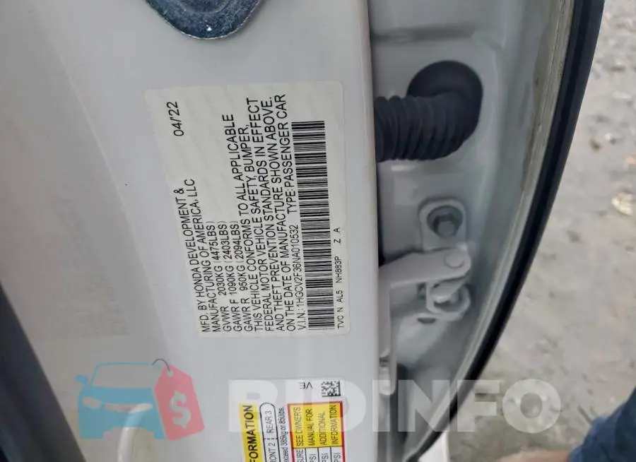 1HGCV2F36NA010532 Photo# 13