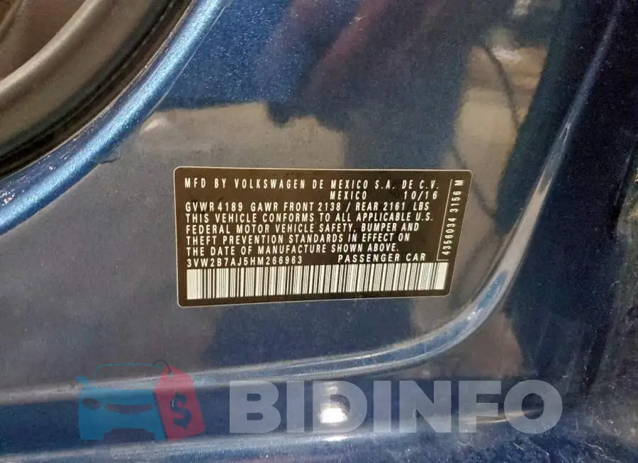 3VW2B7AJ5HM266963 Photo# 12