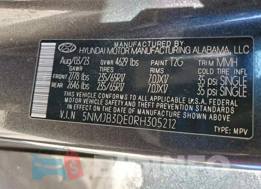 5NMJB3DE0RH305212 Photo# 13